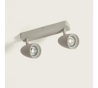 Plafonnier Aluminium Rectangulaire Adrien 2 Spots Gris Pierre