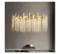 Plafonnier américain suspendu en cristal, style nordique, éclairage de cuisine, pampilles en aluminium et verre, longs lustres de luxe,éclairage au plafond