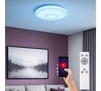 Plafonnier LED intelligent pour chambre à coucher avec télécommande, plafonnier à intensité variable, fonction veilleuse à changement de couleur du circuit CCT, 19W 1040lm 3000-6000K, DxH 40x6,5 cm