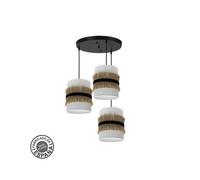 Plafonnier Angola 3xe27 Noir/Blanc-Jute Regx42x42 Cm