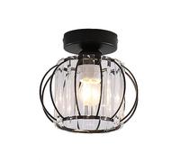 Plafonnier antique en cristal, style cage métallique industrielle, montage semi-encastré, idéal pour un vestiaire, une entrée, un couloir, une véranda, une cuisine, une salle de bain ou des lustres.