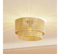 Plafonnier Anuva Lindby, dimmable, bois clair, Salon / Salle à manger, Papier / Lunolit / Lunopal, Maison de campagne / Rustique, Plafonnier