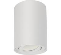 Plafonnier apparent avec douille GU10 pour sources lumineuses LED & halogène jusqu'à 40W Montage en saillie pivotant Aluminium Blanc, 1 pièce Rond