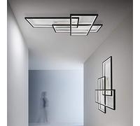 Plafonnier/Applique Moderne LED Chic Rectangulaire Dimmable Lustre Abat-Jour Acrylique avec Télécommande Design pour Couloir Salon Chambre Salle À Manger Hôtel Bureau Cuisine Noir,101cm small gift