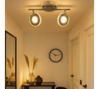 Applique murale LED applique salon éclairage intérieur avec spots orientables, verre cristal chromé, 2x 4W, 2x 320 lm 4000K, LxP 21x18 cm