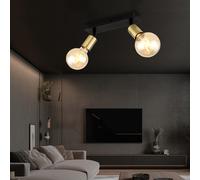 Globo Plafonnier Spot Rétro Ajustable Laiton Noir 2 Lumières E27 25 cm