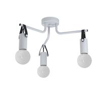 Plafonnier APRICALE E27 3X60W en acier et cuir gris et noir D460mm
