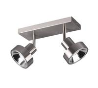 Plafonnier, argent, lampe de chambre, 2 flammes, spot de plafond moderne, spot orientable, métal mat, 2x douilles GU10, LxlxH 28x16x19 cm
