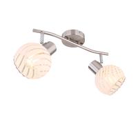 Plafonnier argenté Lampe de chambre à coucher verre 2 flammes Plafonnier Spot réglable, métal, 2x E27 douilles, LxlxH 36x19x19,2 cm