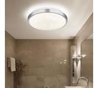 Plafonnier argenté pour couloir, effet étoile, LED, détecteur de mouvement, IP44, aluminium, acrylique opale, LED 18 W, 1 050 lm, 4 000 K, blanc neutre, D x H 30 x 9 cm