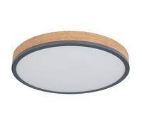 Plafonnier aspect bois variateur LED télécommande minuterie mémoire veilleuse D 45 cm