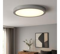 Plafonnier Lampe de bureau Panneau de montage chromé Lampe de salon ronde, plastique métal, 1x LED 21,4W 2200lm 3000K blanc chaud, DxH 30x3,2 cm