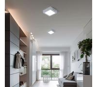 Plafonnier LED lampe de salon lampe de couloir panneau en saillie lampe de cuisine carrée, plastique blanc, 6W 660lm 6500K blanc froid, L 12 cm