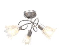 Plafonnier avec Abat-jour en Verre 3 Ampoules E14 Bol Eclairage Lustre vidaXL