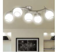 Plafonnier avec abat-jour en verre 5 ampoules E14 240987