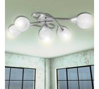 Plafonnier avec Abat-jours en Verre pour 5 Ampoules Lustre Chambre vidaXL