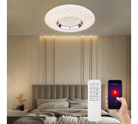 Plafonnier, plafonnier, lampe de salon, lampe de salle à manger, télécommande Smart Home CCT, cristaux dimmables App- commande vocale, LED 30W 2200Lm blanc chaud-blanc froid, DxH 49x6,8cm