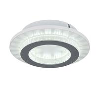 Plafonnier avec couleur de lumière réglable Lampe de salon cristaux LED plafonnier gris blanc, 12W 4700lm blanc chaud, blanc neutre, blanc froid, DxH 20 x 5,5 cm