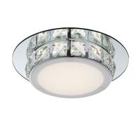 Plafonnier avec cristaux clairs, plafonnier rond, 1x LED 12 watts, 720 lumens, blanc neutre, DMxH 25x7cm, salon couloir salle à manger