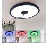 Plafonnier avec haut-parleur Bluetooth Plafonnier avec changement de couleur Lampe à intensité variable avec télécommande, effet étoilé, 1x LED 18W RGB 3W 3000-6500K, 28 cm
