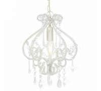 vidaXL Plafonnier rond avec perles Blanc E14