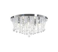 Plafonnier avec perles de cristal Argenté Rond 4 ampoules G9