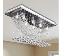 vidaXL Plafonnier 241391 avec perles en verre cristal étincelant blanc 8 x G9 29 cm