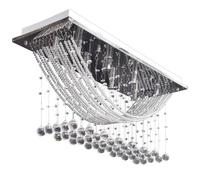 Plafonnier Avec Perles En Verre Cristal Étincelant Blanc 8 X G9 29 Cm Blanc