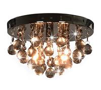 vidaXL Plafonnier rond avec perles fumées – Noir – G9
