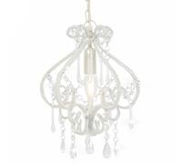vidaXL Suspension Plafond, Ampoules E14, 24x32 cm, Base Métal Blanche avec Perles Acryliques, Lustre Élégant et Contemporain 281593