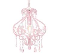 vidaXL Suspension Plafond, Ampoules E14, 24x32 cm, Base Métal Rose avec Perles Acryliques, Lustre Élégant pour Chambre 281595