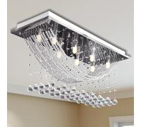 Plafonnier avec Perles Verre Cristal Étincelant Blanc 8 Ampoules G9 vidaXL