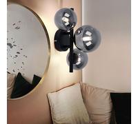 Plafonnier avec spots en verre plafonnier boule boules de verre table à manger, LED noir 3 flammes, 3x 3,5W 3x 350lm 3000K, LxH 21x28 cm