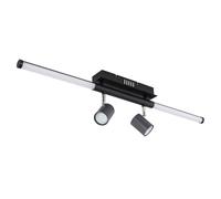 Plafonnier avec spots orientables spot plafonnier noir lampe de salon, graphite opale, 2x GU10, 1x LED 10W 690Lm blanc chaud, L 80,4 cm