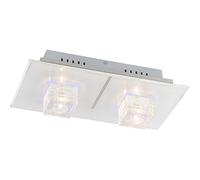 Plafonnier avec télécommande, lampe de salon en verre chromé, lampe de chambre à coucher, 24 LED décoratives à changement de couleur, 2 douilles G4, LxlxH 40x20,5x12,5cm