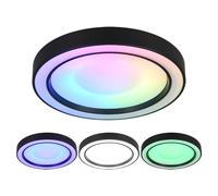 Plafonnier avec télécommande Plafonnier dimmable Lumière du jour rond noir, CCT RGB changement de couleur, LED 22W 2500Lm, DxH 40x7,5 cm