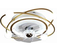 Plafonnier avec ventilateur, température de couleur réglable, télécommande, or