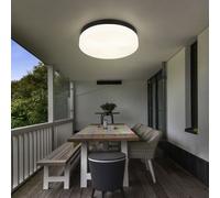 Globo Plafonnier - Ø 30 cm - Noir - Blanc - Aluminium - Verre opale