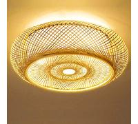 Plafonnier Bambou Naturel Et Rotin Vintage Lustre Tissé Créatif À L'ancienne E27 Spots De Plafond Salon De Thé Restaurant Loft Lampe Salon Café Éclairage Décoratif Lumière,80cm