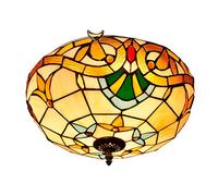 Plafonnier baroque de style Tiffany vintage fait à la main Lustre en vitrail multi-lumière méditerranéen pour salle à manger Salon Chambre à coucher Couloir 40cm