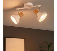 Plafonnier Barre de Spots 2 à Flammes Optique Bois Tournant Blanc