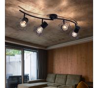 Plafonnier Barre De Spots Lampe En Cage Noire 4X E27 Projecteurs Orientables