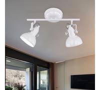 Plafonnier Barre de Spots Lampe Salle à Manger 2x E14 Pivotant Blanc L 36 CM