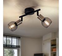 Plafonnier Barre de Spots Luminaire de Salon Mobile Spot or Noir L 22cm