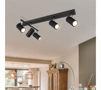 Plafonnier Barre de Spots Luminaire Sportif Lampe de Salon Noir Réglable L 70 CM
