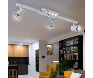 Plafonnier Barre de Spots Plafond Pivotant LED Luminaire Sportif Couloir Chrome