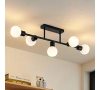 Lindby Plafonnier Biscala à intensité variable (Moderne) en Noir Métal e. a. pour Salon & Salle manger (à 5 lampes, E14) Luminaire Lampe Plafond Eclerage Eclairage