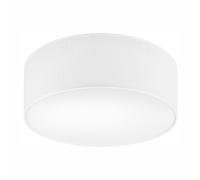 Plafonnier Blanc Ø 35 Cm H: 13 Cm Rond Plat En Tissu Anti Éblouissant E27