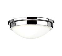 Plafonnier Blanc Chrome Rond Ø32Cm E27 Verre Métal Luminaire Salle De Bain