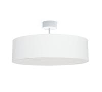 Plafonnier Blanc En Tissu Rond Ø 50Cm H: 28,5Cm Anti Éblouissant 3X E27